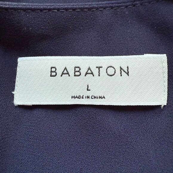 Babaton Size L Navy Blue Lexia Short Sleeve Deep V-Neck Maxi Wrap Dress - Picture 9 of 16